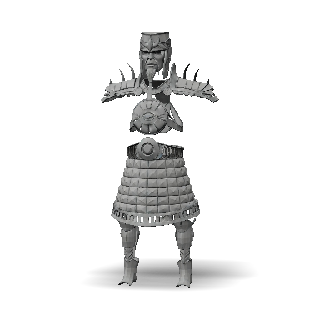 3D Model: armored knight model with sword and shield gray textured armor