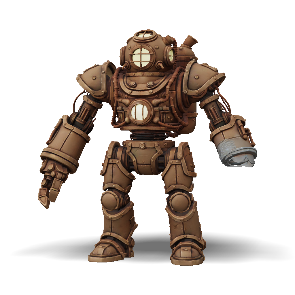 3D Model: Steampunk mechanical 1900s diving golem robot large brass and ...