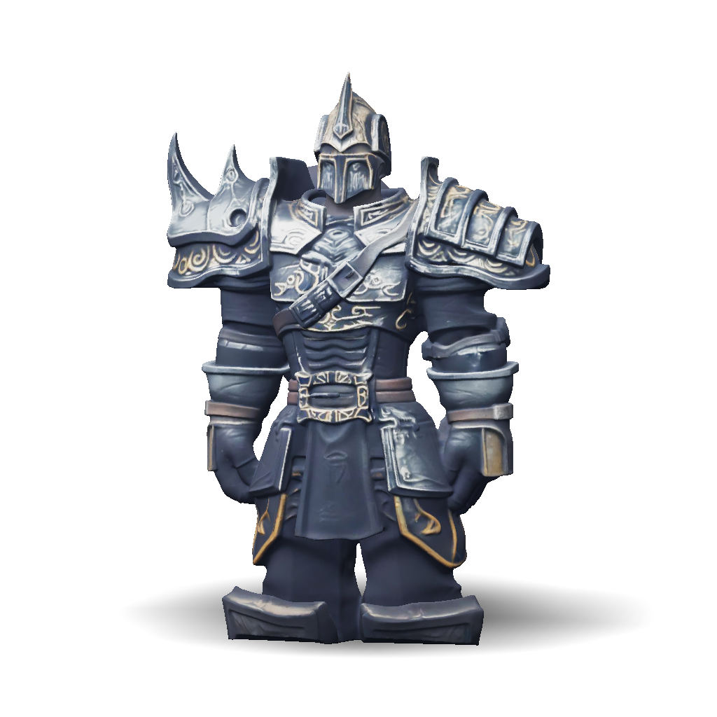 3D Model: armored knight with ornate silver plate armor and gold ...