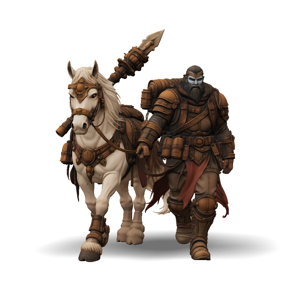 3D Model: armored knight with ornate gold armor on white horse fantasy ...