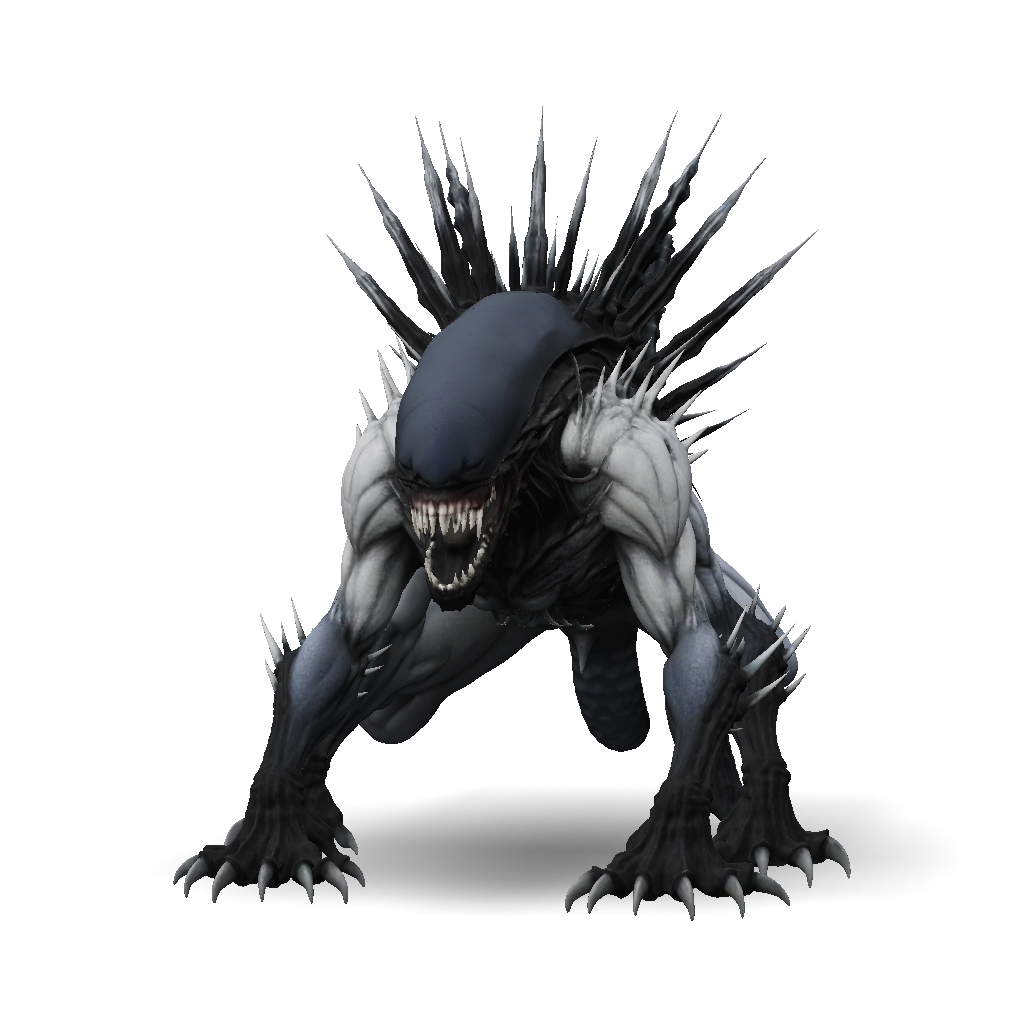 3D Model: alien creature with spiked dorsal fins sharp teeth muscular ...