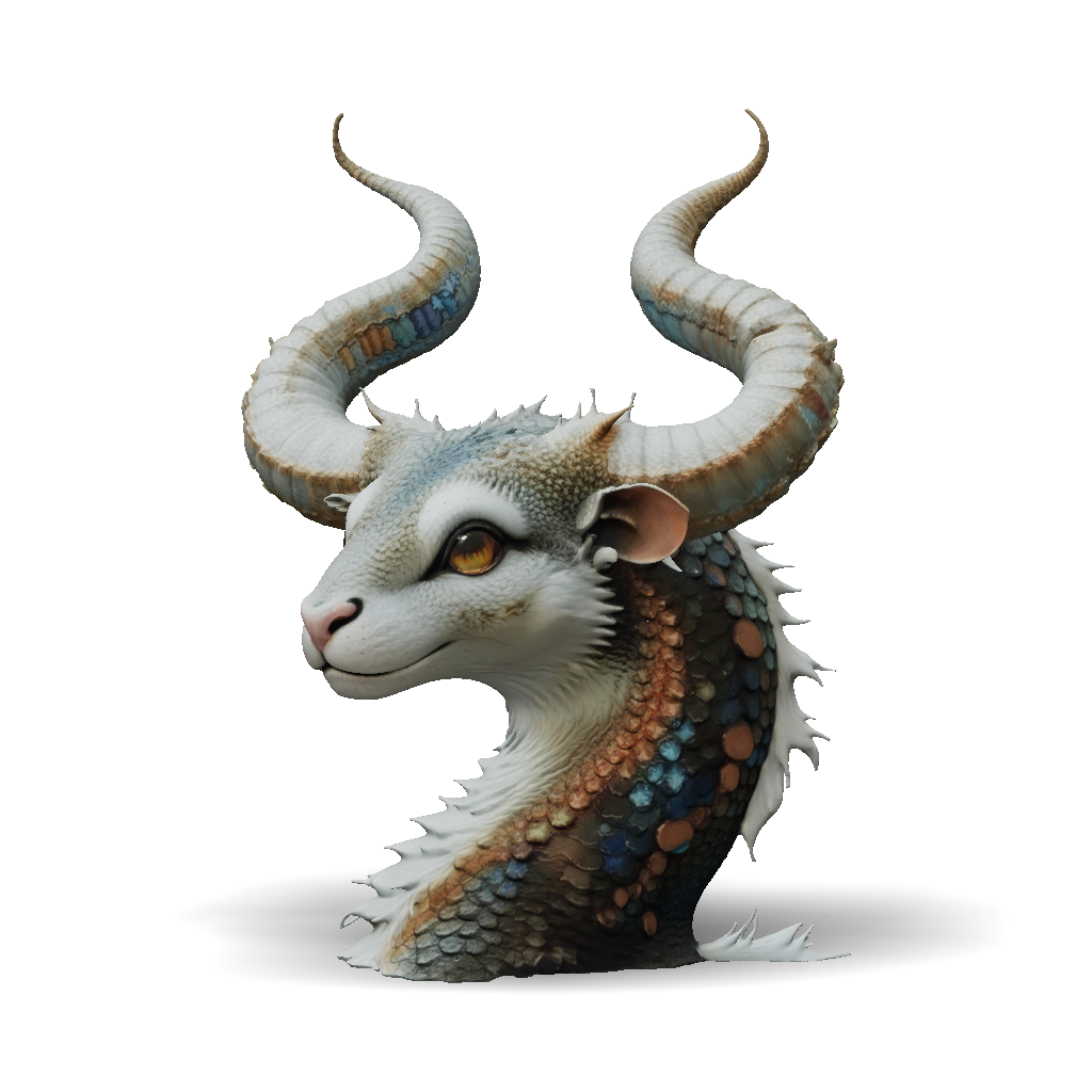 Fantasy Creature 3D Model, Download Free Dragon Head With Large Curved ...