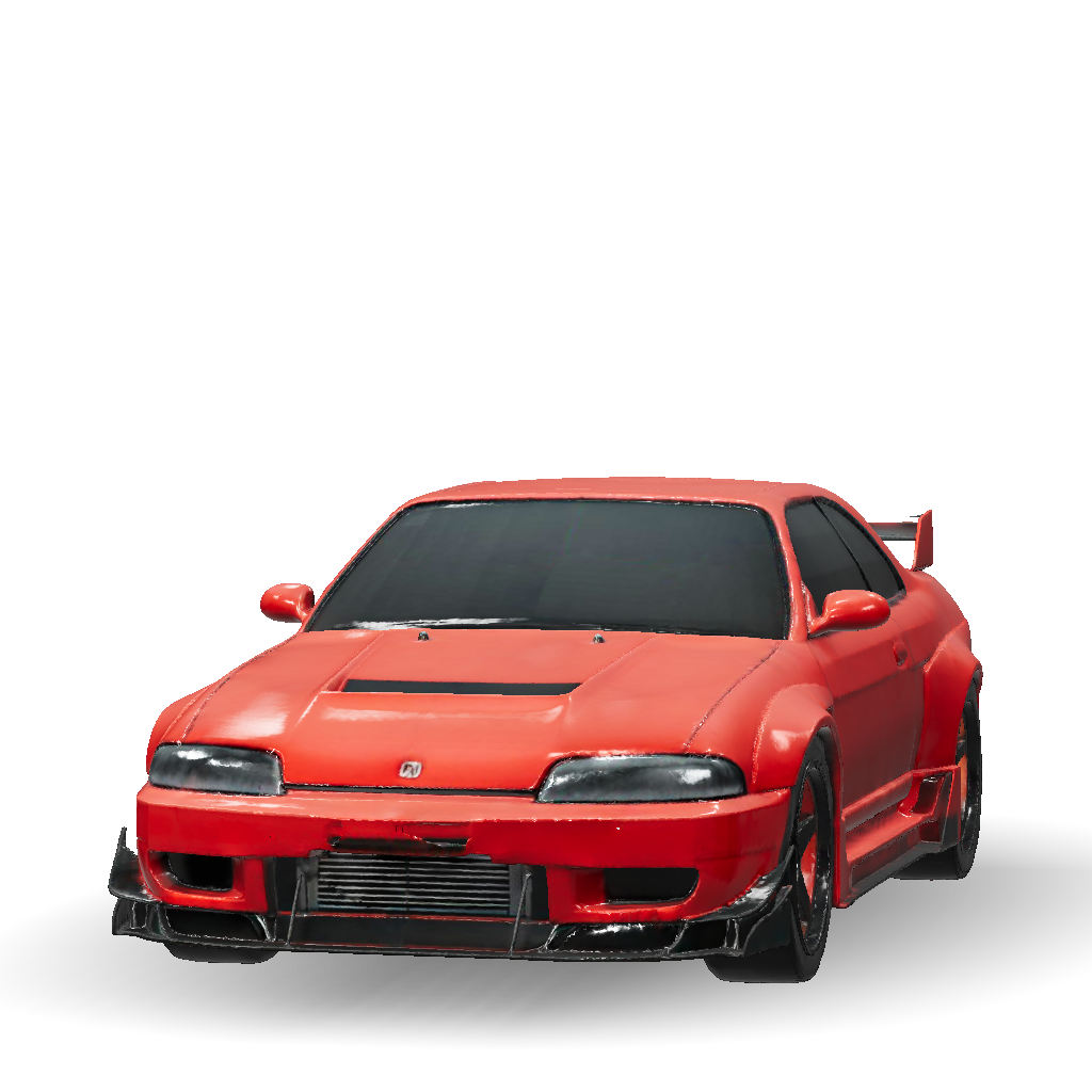 3D Model: red sports car with wide body kit black wheels rear spoiler