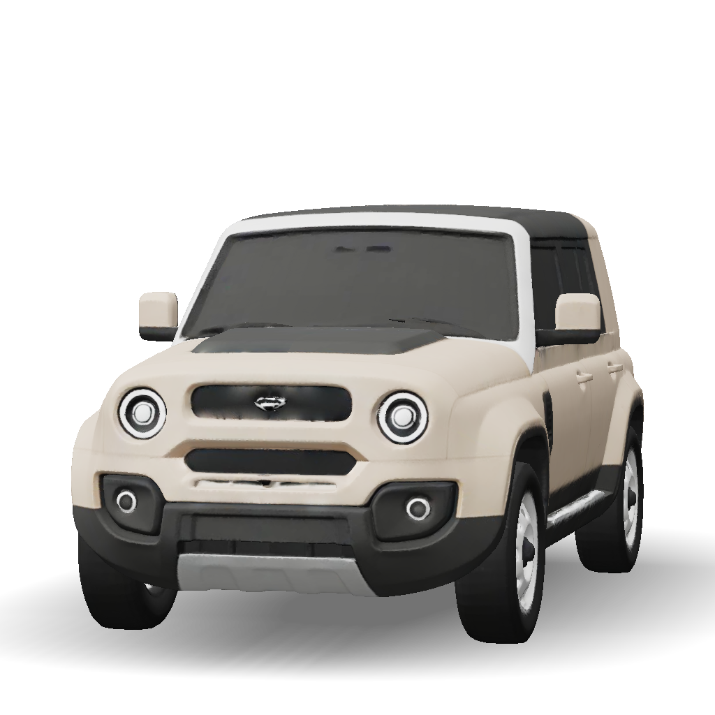 3D Model: tan compact SUV with rounded headlights front grille wheel ...