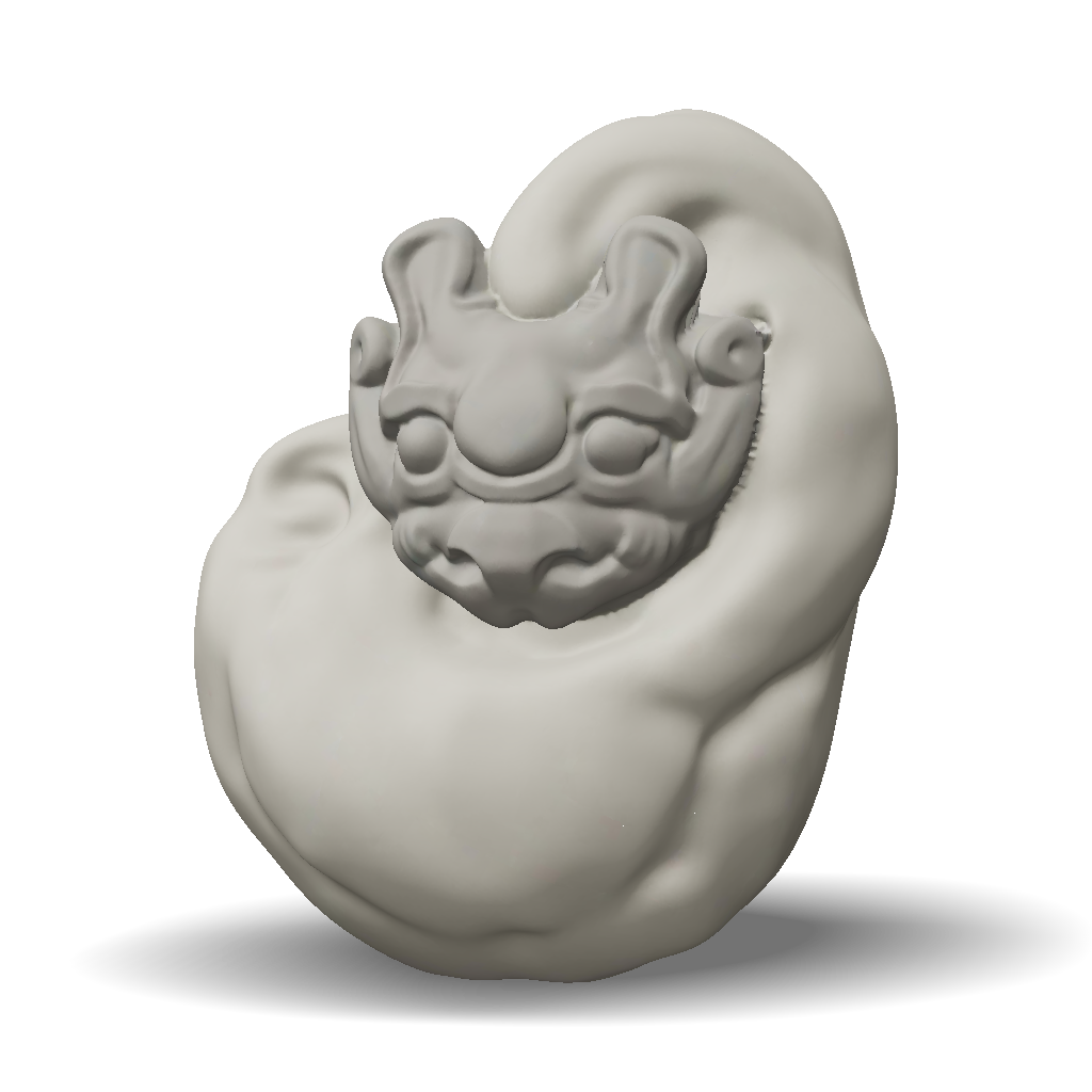 3D Model: dragon head creature bust in clay style gray