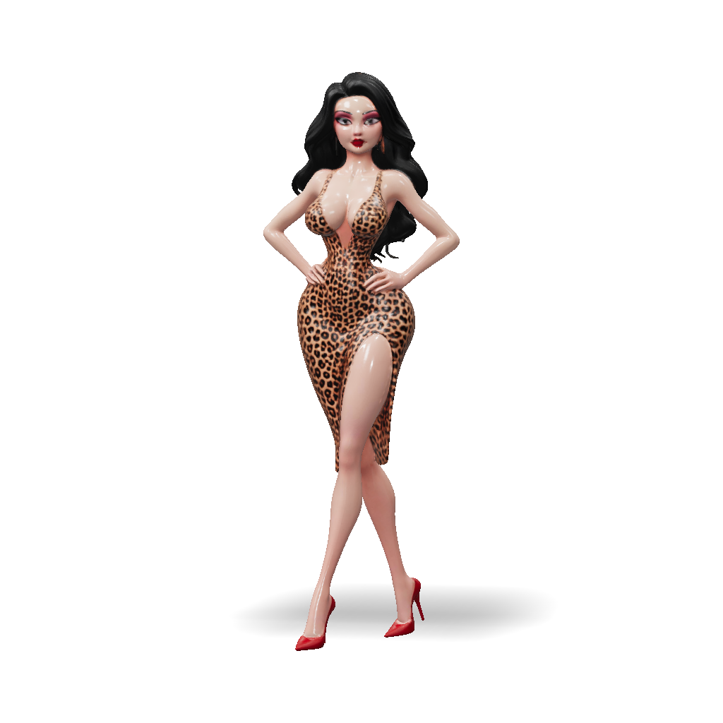 3D Model: Create a 3D female character with an impossibly exaggerated ...