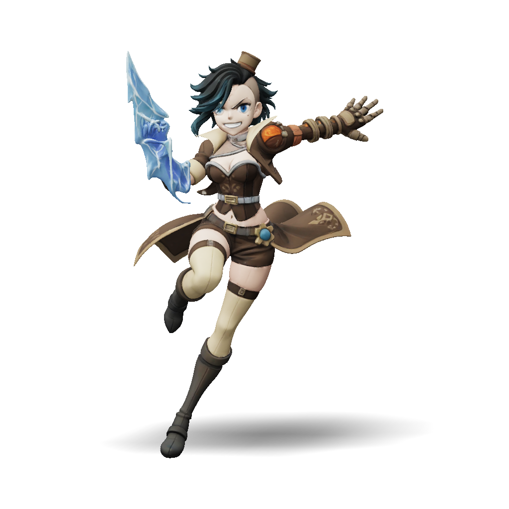 3D Model: female fantasy warrior with glowing ice blade brown armor and ...