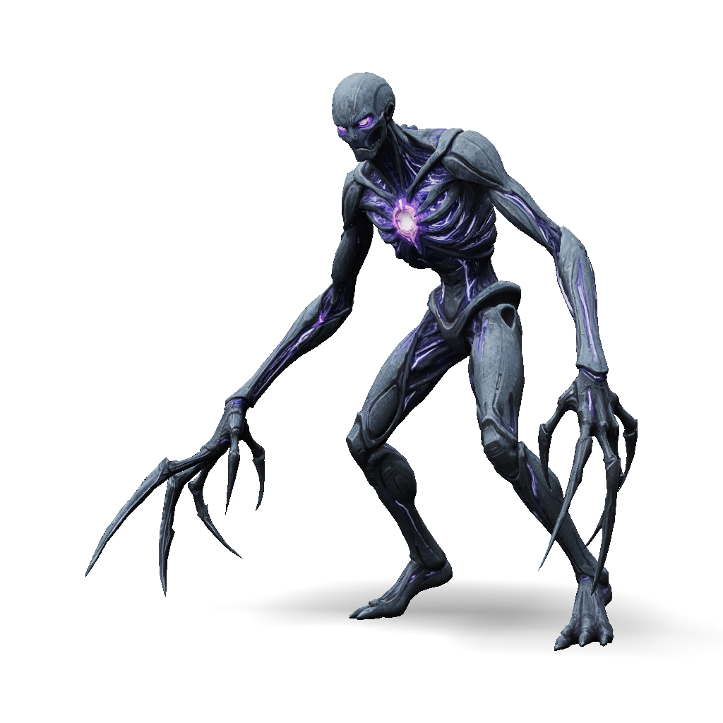 3D Model: alien monster with glowing purple core and elongated clawed ...