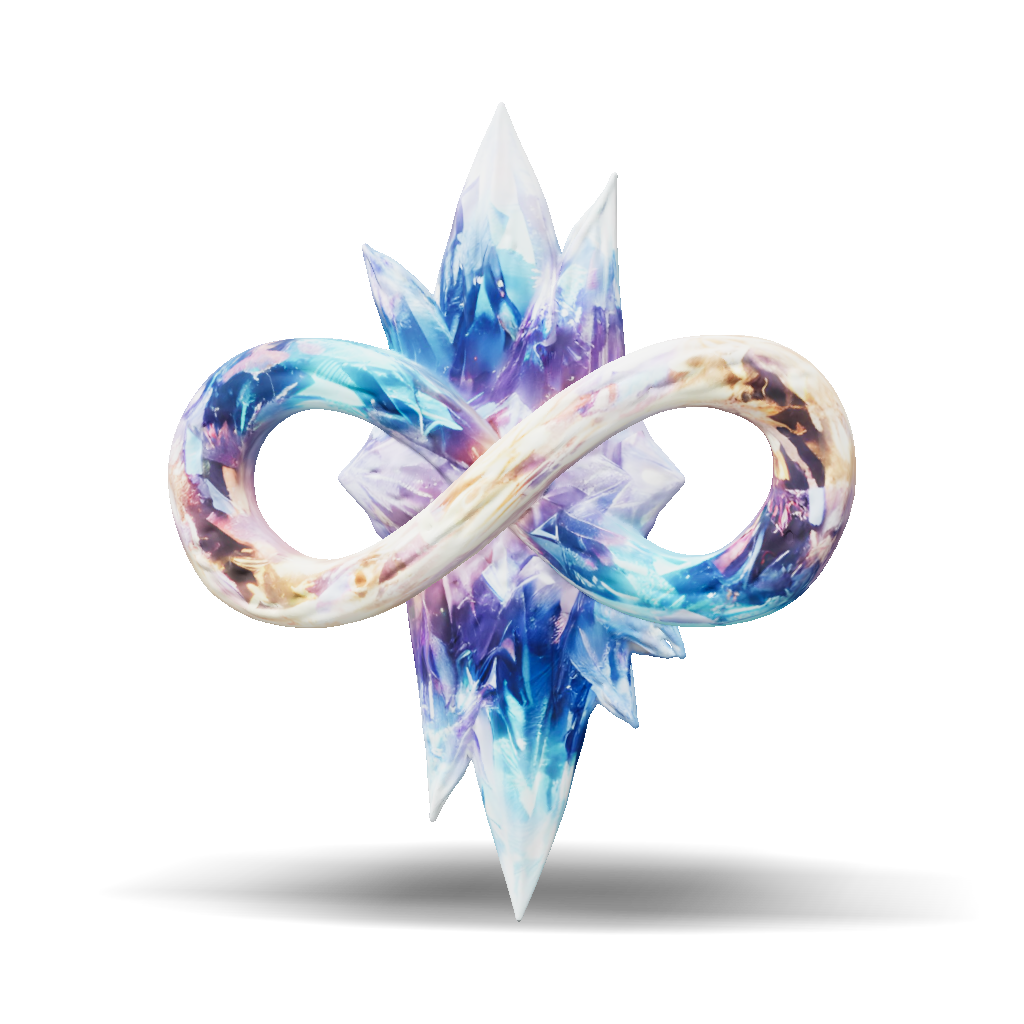 3D Model: a majestic ice crystal intertwined with a glowing infinity ...