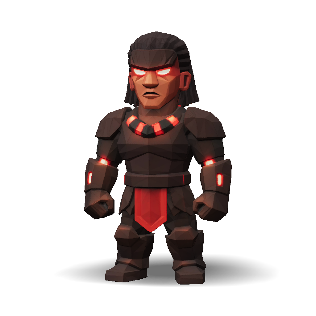 3D Model: armored knight character with dark metallic armor and red ...