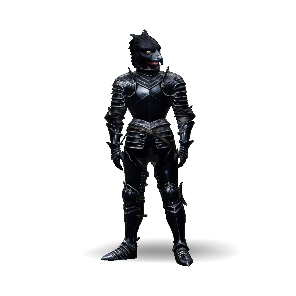 3D Model: armored knight with eagle headed helm in dark metallic armor ...