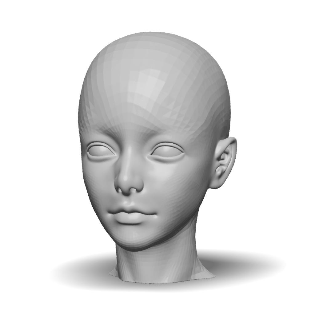 Gray R Realistic Face 3D Model: gray realistic head bust with smooth surfaces