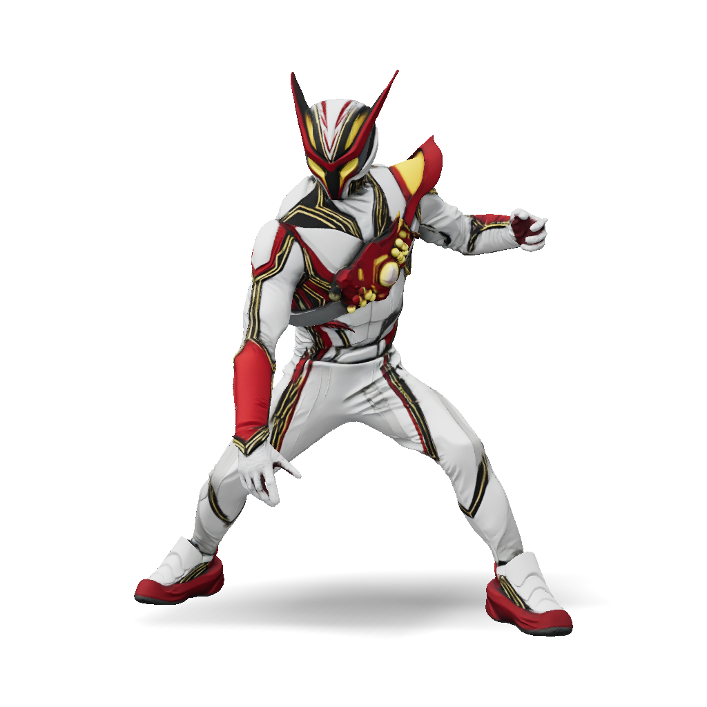 3D Model: Armored Superhero Figure In White And Red Suit With Gold Trim ...