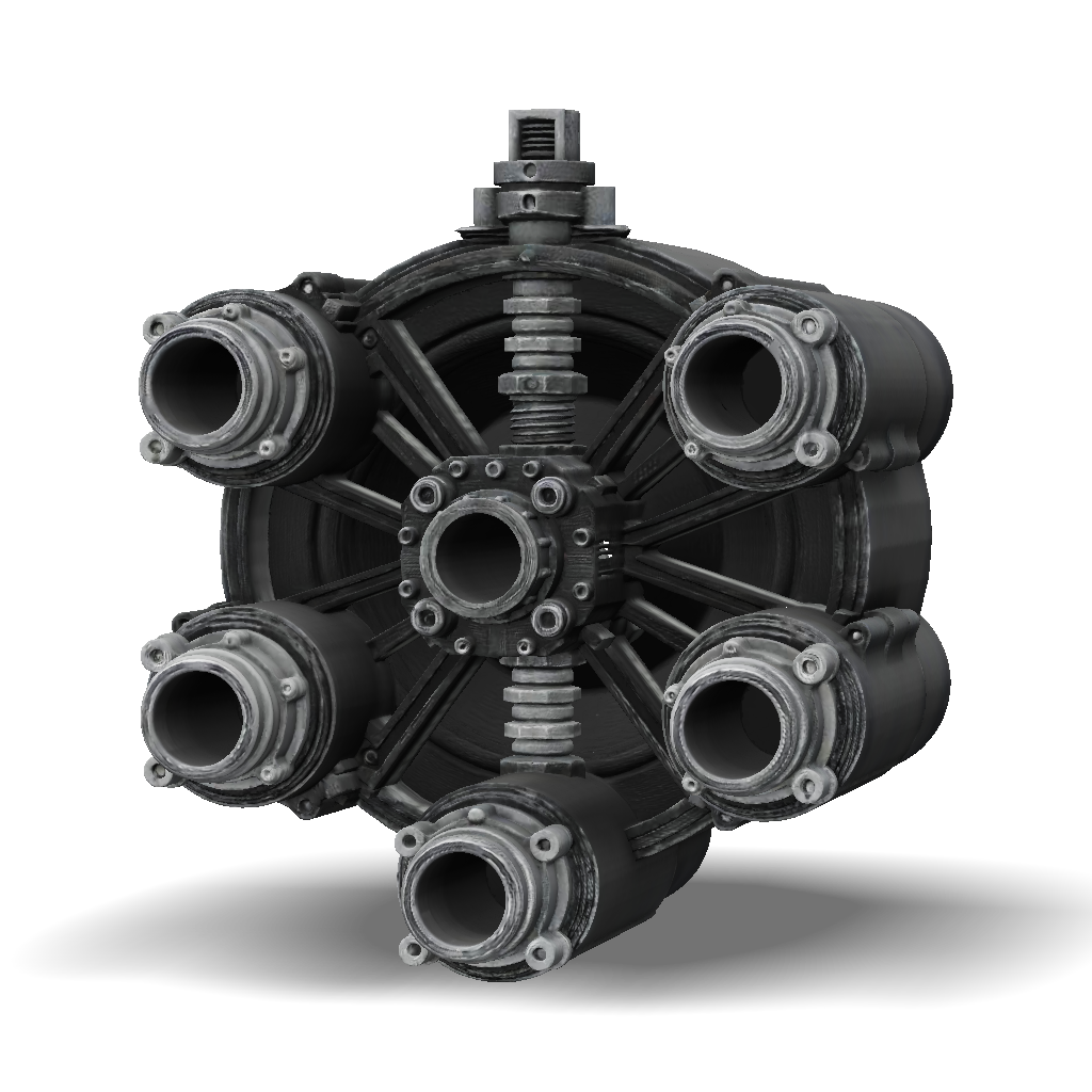 Multiport Rotor 3D Model: six port rotor machine part with central hub and six bolt on ...
