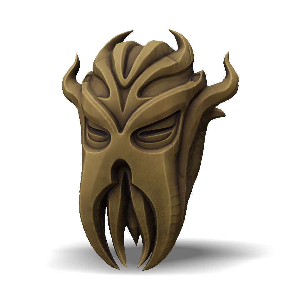 3D Model: horned helmet with bronze metal texture and curved horns