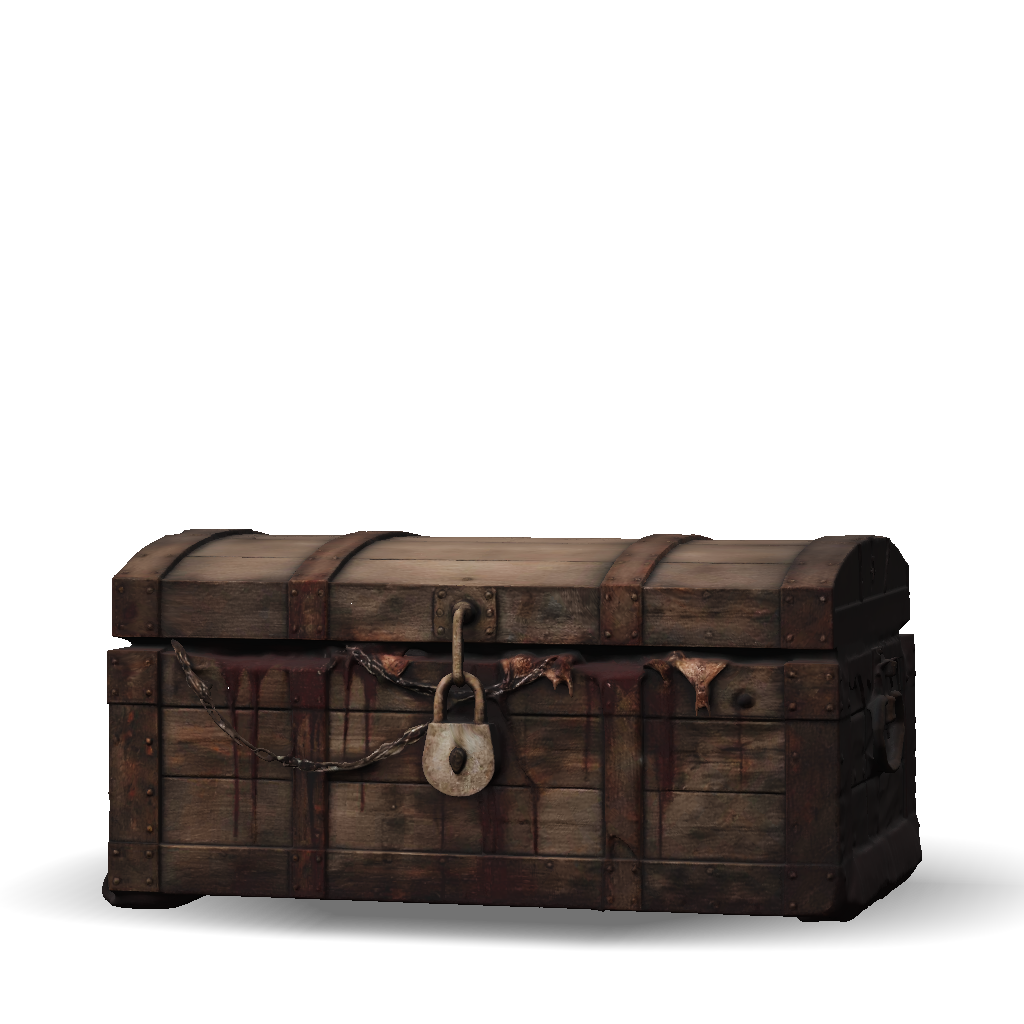 3D Model: wooden treasure chest with metal bands padlock and chains ...