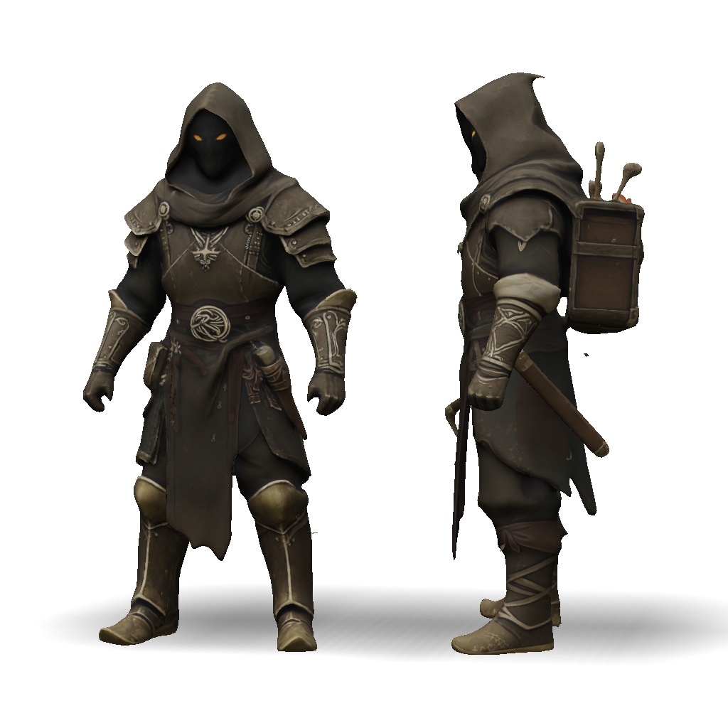 3D Model: Hooded armored rogue with dark fantasy armor glowing eyes ...