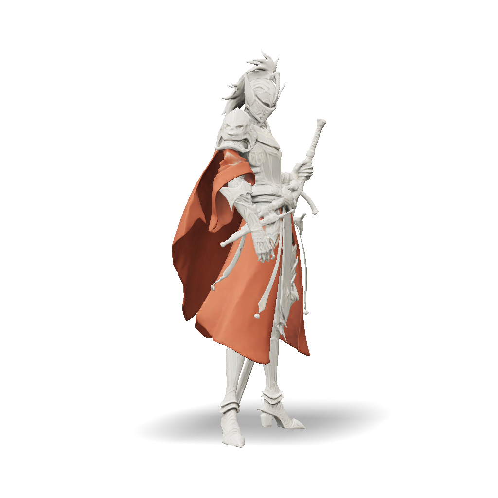 3D Model: armored knight with red cape and ornate silver armor fantasy ...