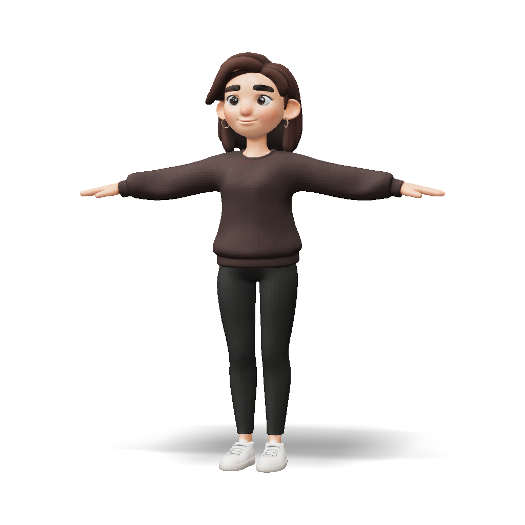 3D Model: Low poly 3D female character Full body character in neutral T ...