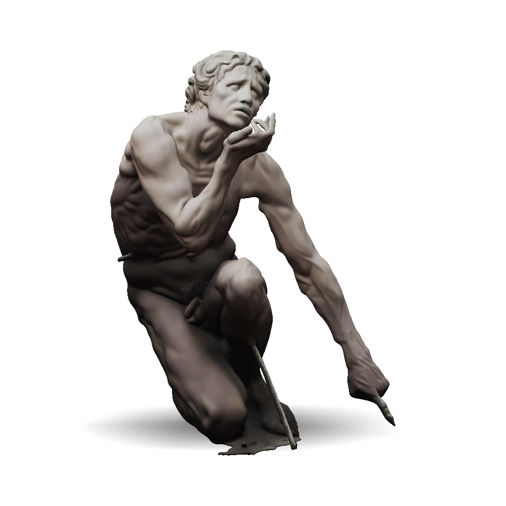 3D Model: marble statue of a muscular male figure with detailed anatomy ...