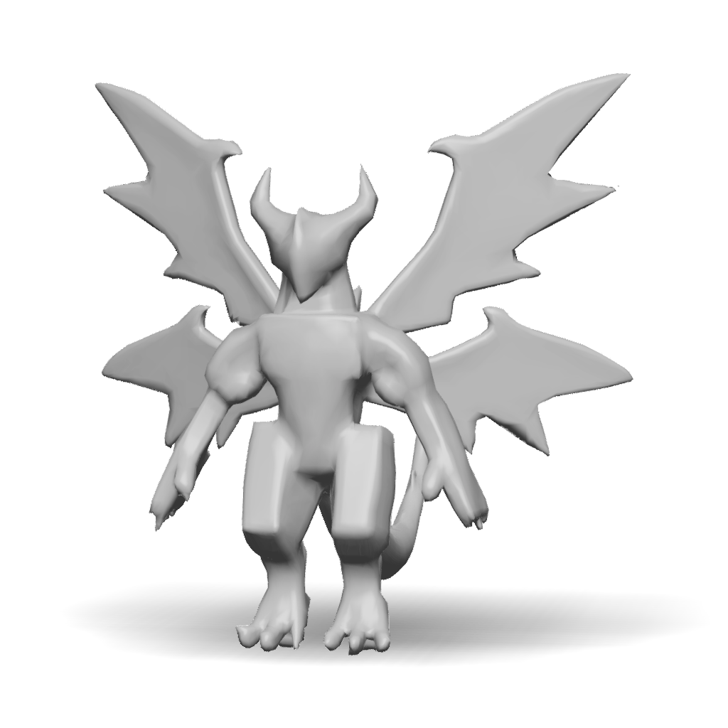 3D Model: Dragon creature with red and gold body black horns large ...