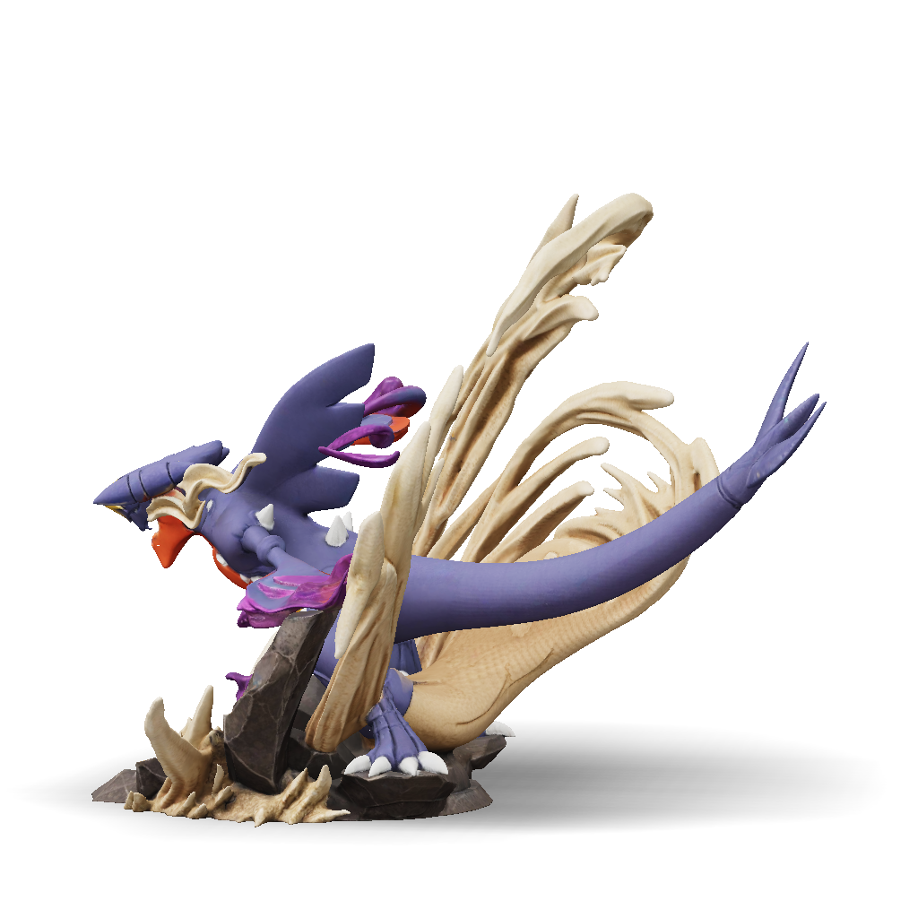 3D Model: dragon figure with purple body and yellow accents surrounded ...