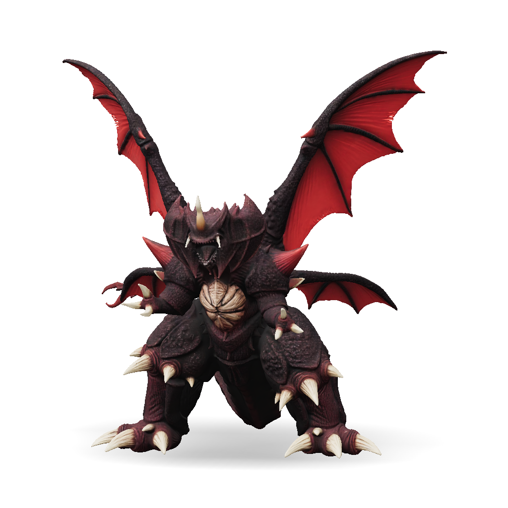 3D Model: Godzilla inspired dragon creature with red wings jagged ...