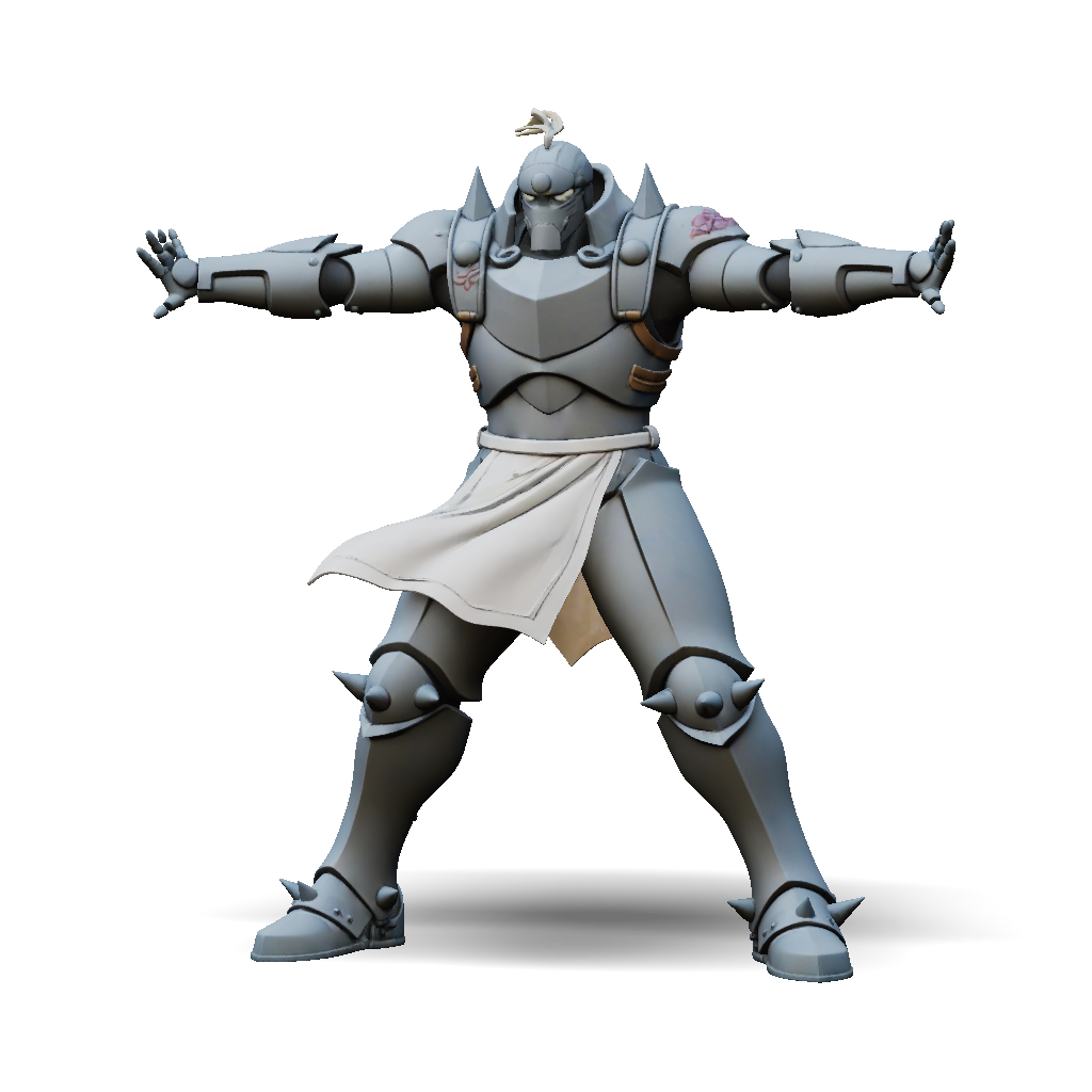 3D Model: Armored knight in full plate armor with flowing white cloth ...