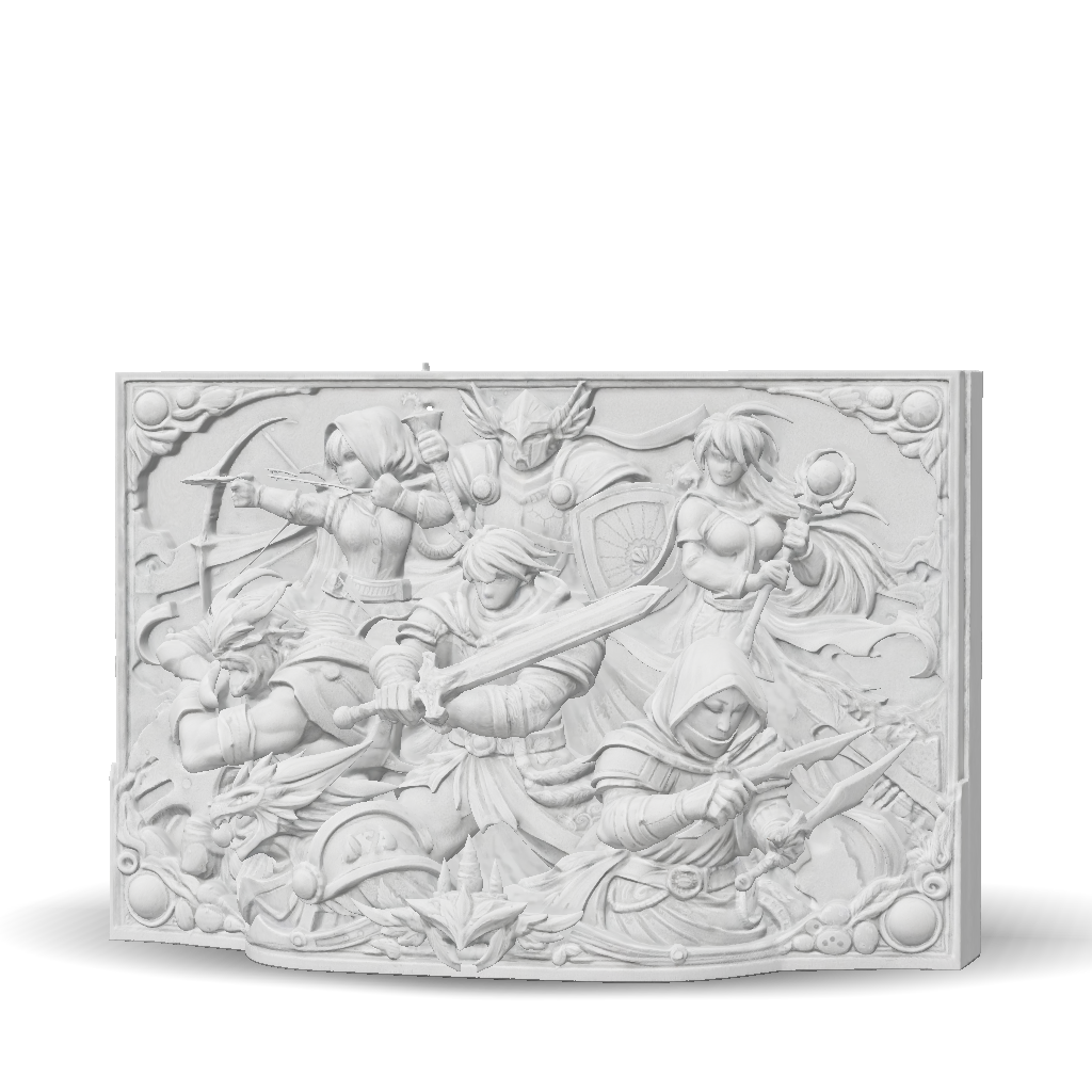 3D Model: Stone Fantasy Battle Relief Panel Featuring Armored Warriors ...