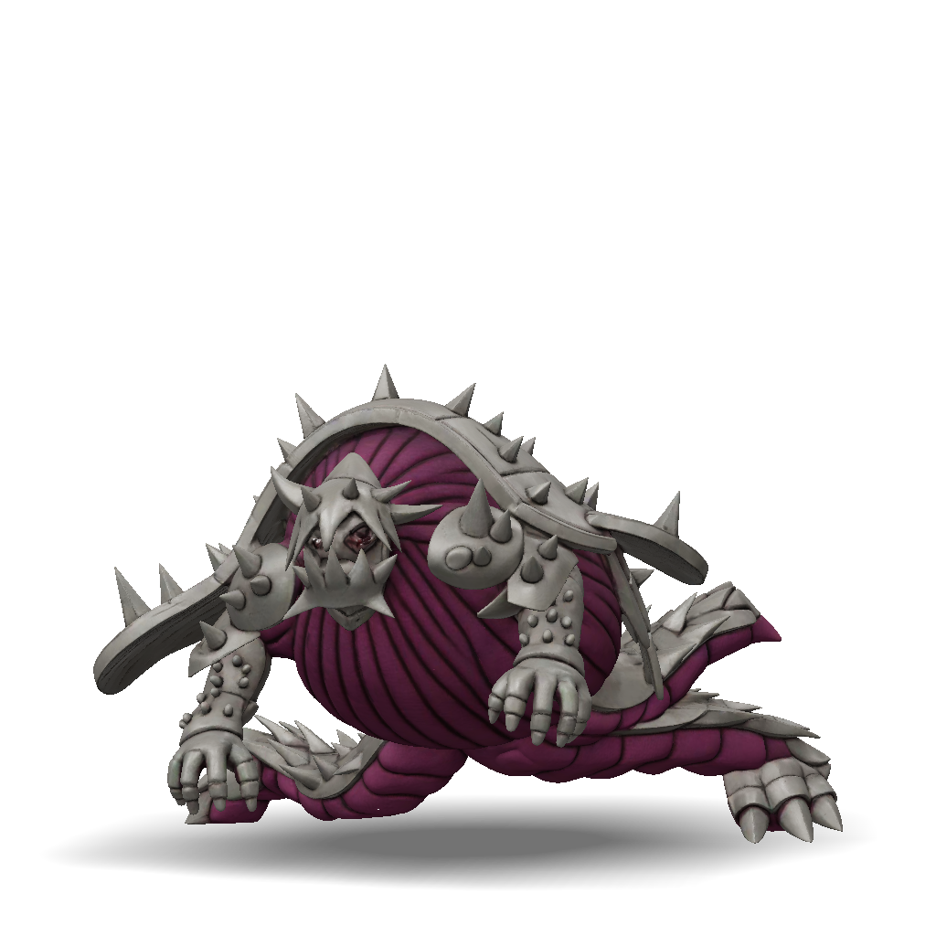 3D Model: dragon like creature with spiked armor and purple fabric ...