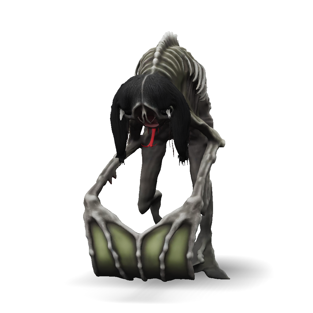 3D Model: alien creature with elongated limbs ribbed back sinewy body ...