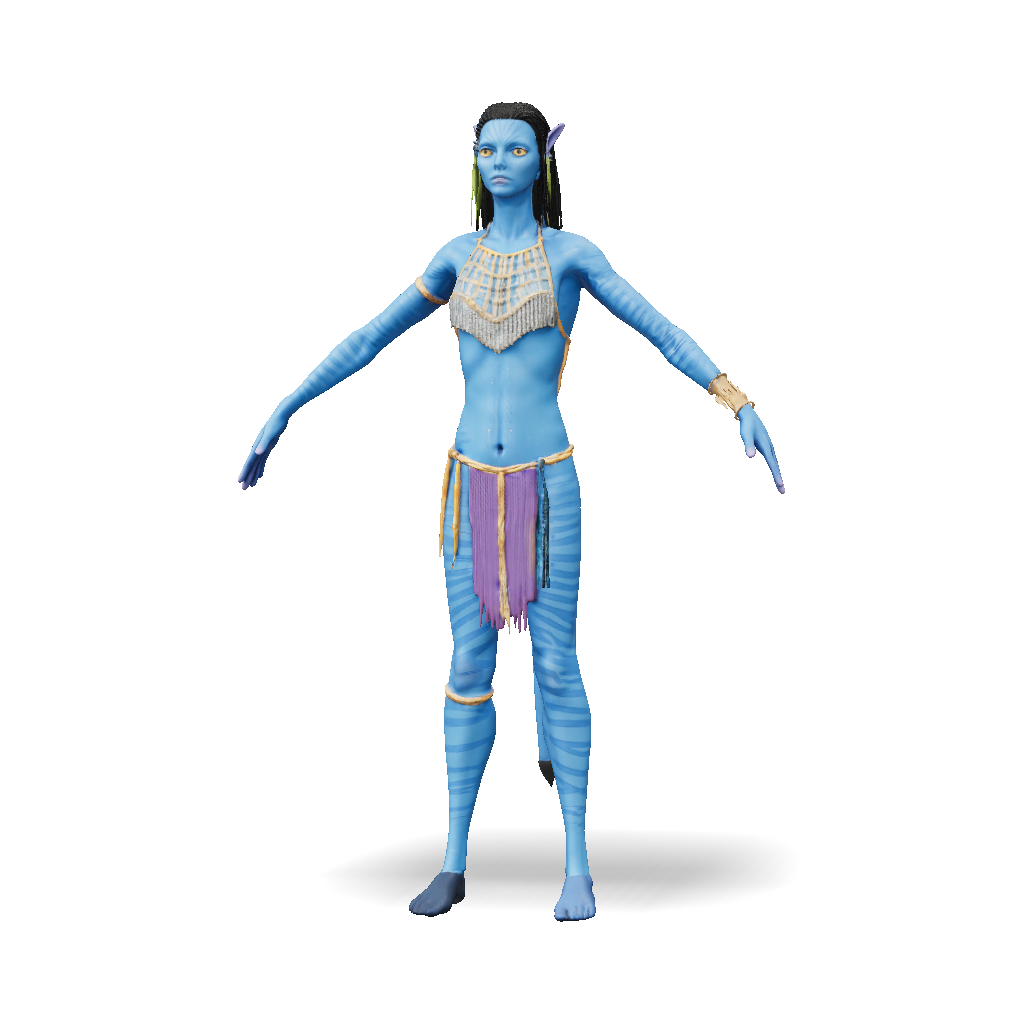 3D Model: blue humanoid alien female wearing ornate jewelry and sash ...
