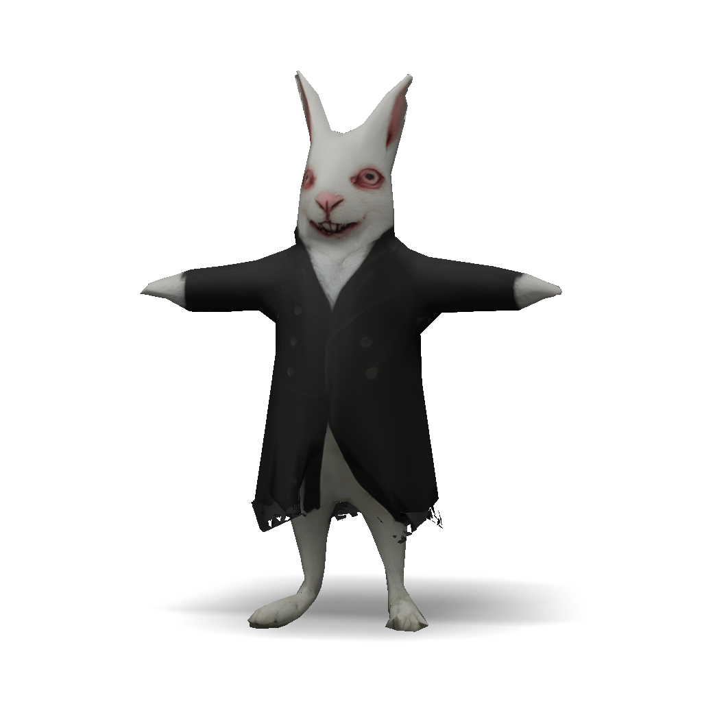 3D Model: anthropomorphic rabbit wearing a black trench coat with arms ...