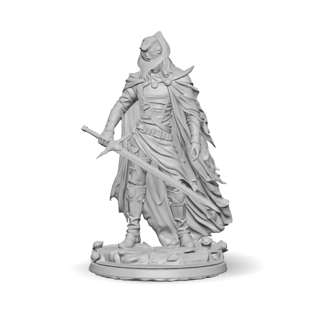 3D Model: dark fantasy knight figure with long sword black armor and ...