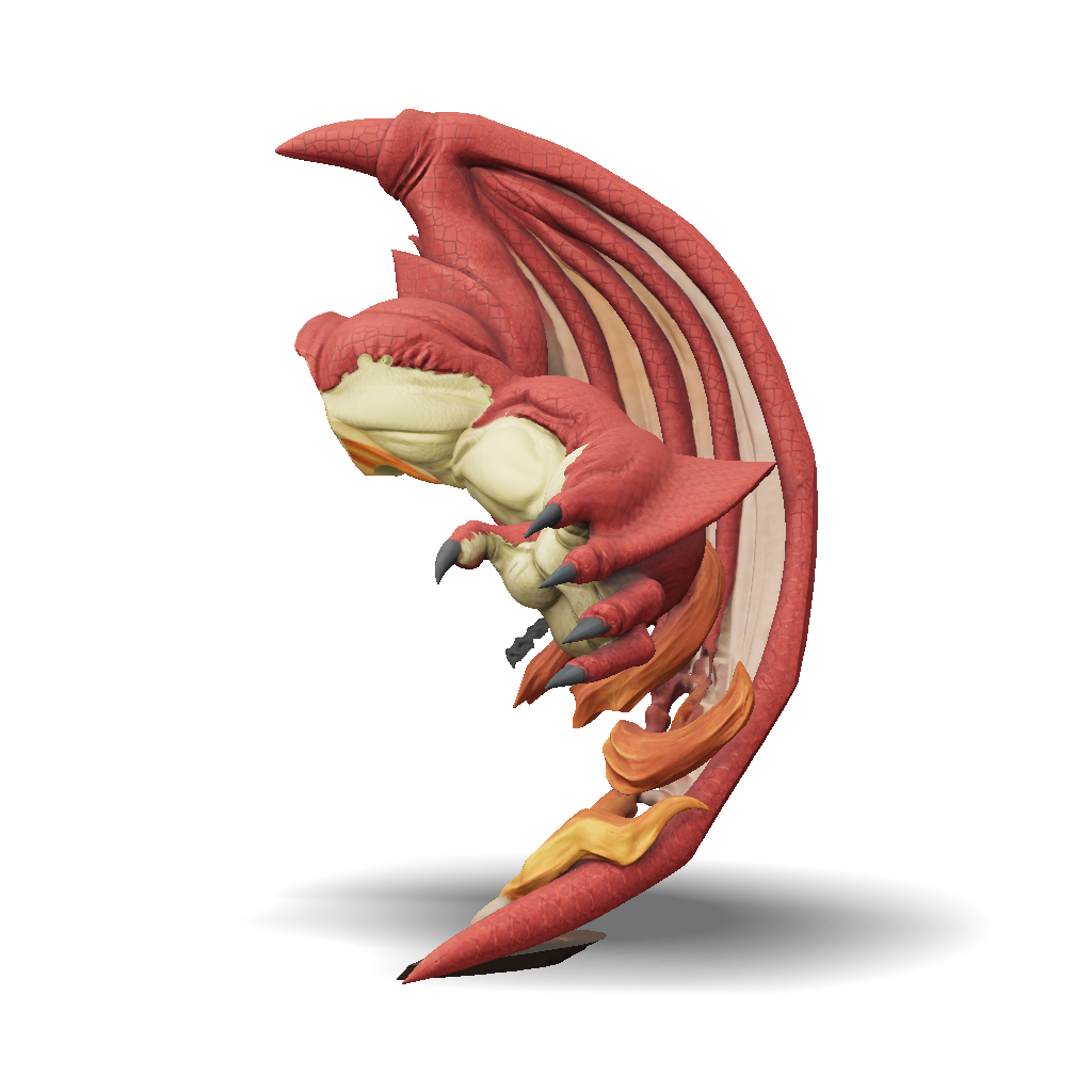 3D Model: dragon model with red scales cream underbelly curved body ...