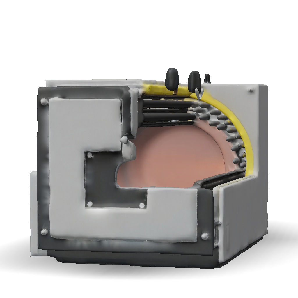 3D Model: industrial machine with cross section view showing copper ...