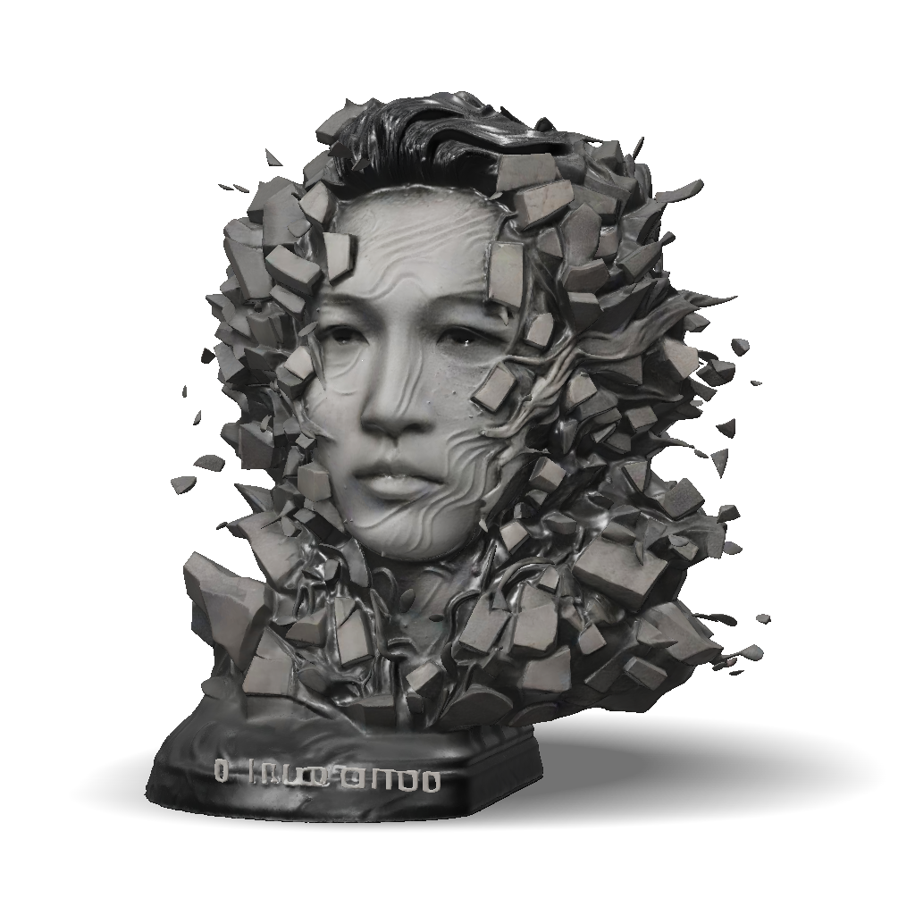 3D Model: A human head with minimal digital noise distortion Glitch ...