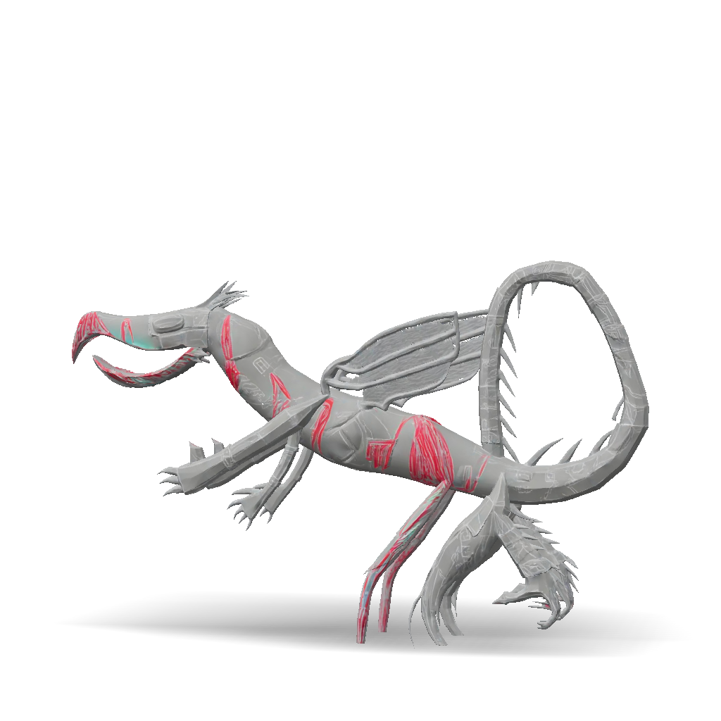 3D Model: dragon like creature with jagged scales red accents clawed ...