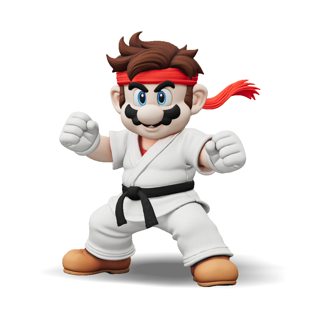 Mario Hadouken 3D Model: A Determined Mario Wearing Ryu S Iconic White ...
