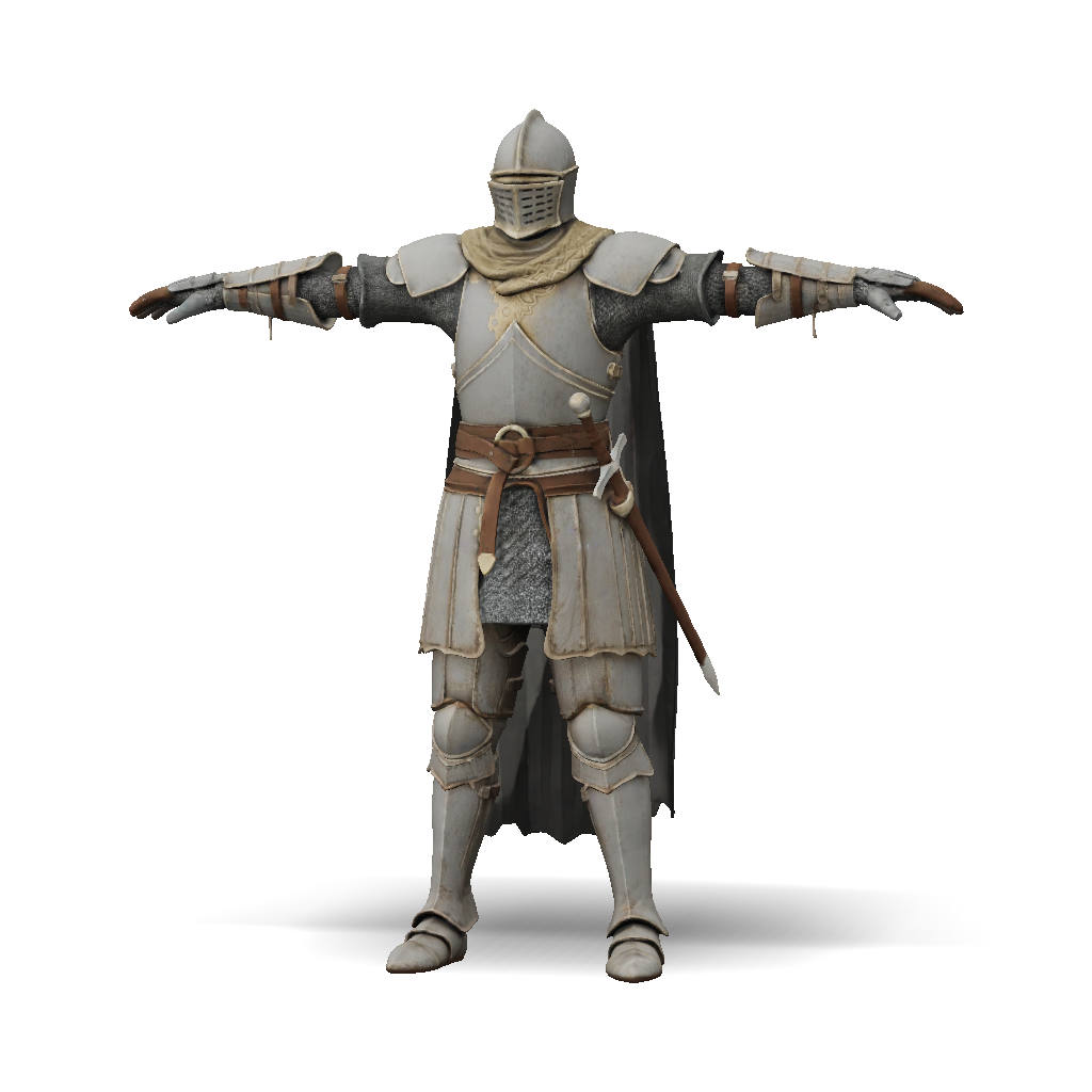 3D Model: Full Body Medieval Knight In Steel Plate Armor With Cape And ...