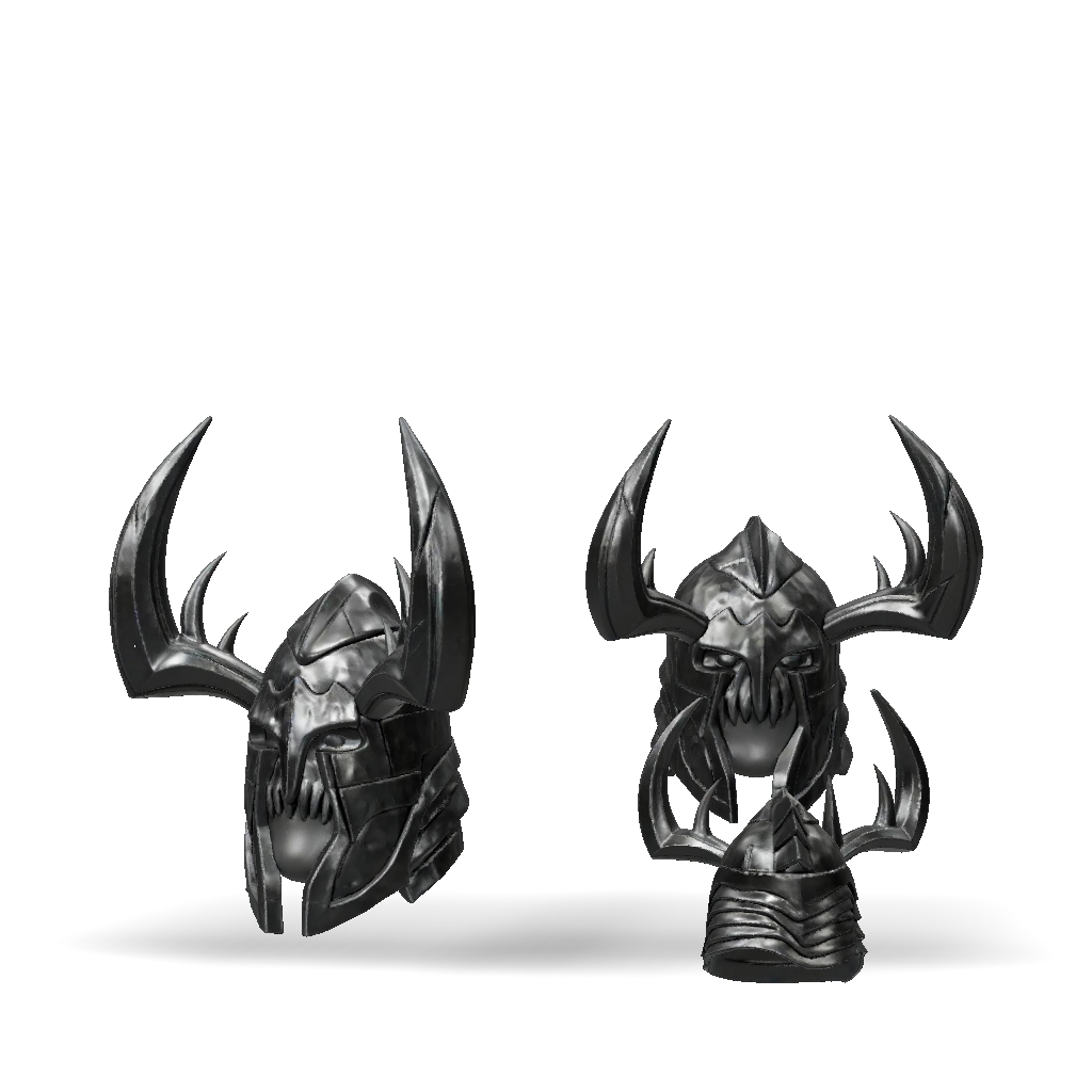 3D Model: Demon Horned Helmet With Large Curved Horns Segmented ...