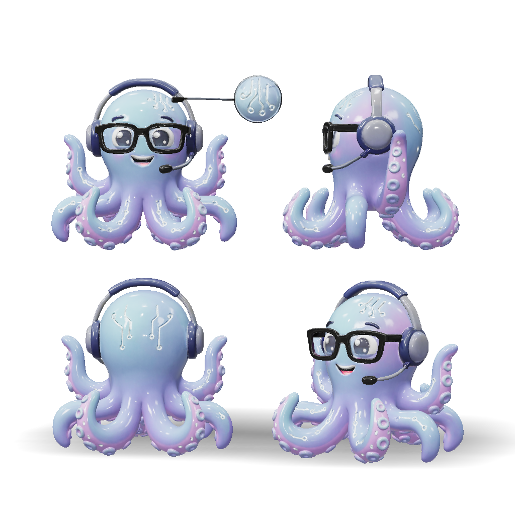 Cyber Octopus 3D Model: Cyber Octopus Wearing Headset With Glowing ...