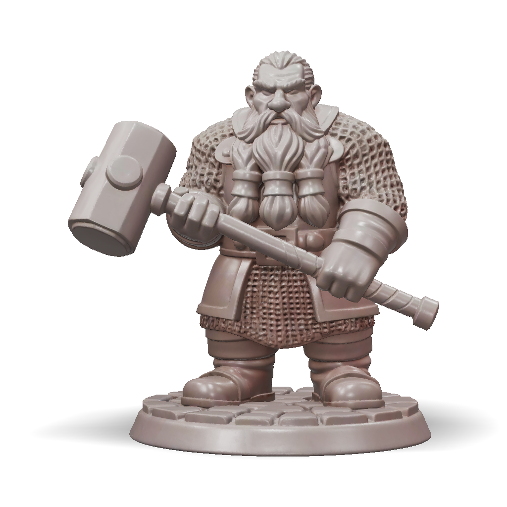 3D Model: Generate a full body 3D model of a dwarf warrior standing in ...