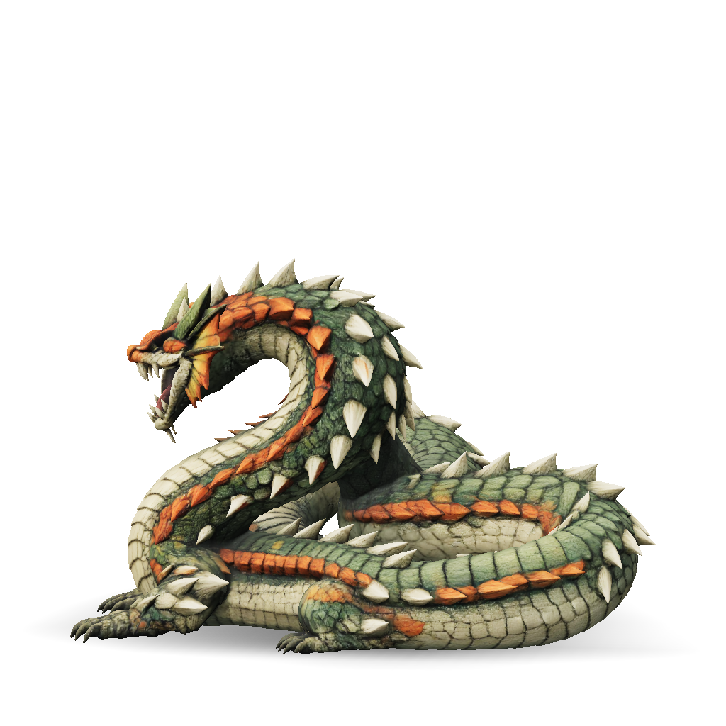 3D Model: dragon with spiked green orange scales and coiled muscular ...