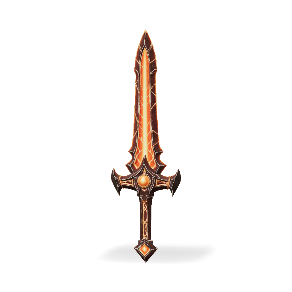 3D Model: orange glowing lava infused sword with ornate hilt and molten ...