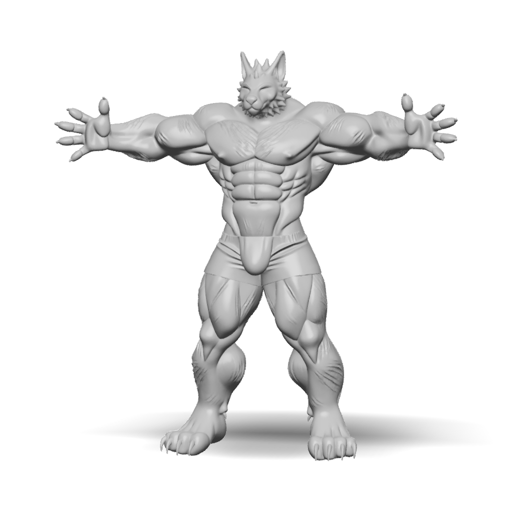 3D Model: muscular humanoid creature with exaggerated anatomy and ...