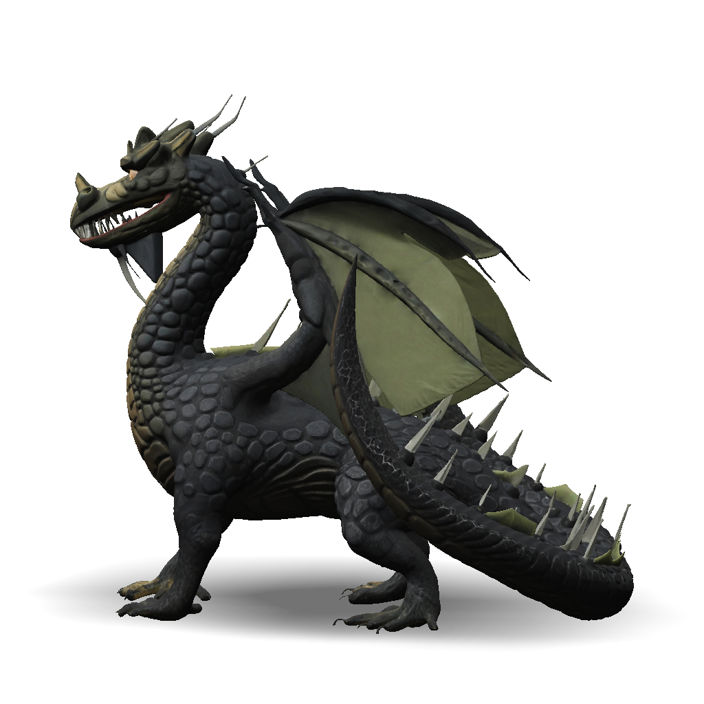 3D Model: dragon with detailed scales and metallic texture large green ...
