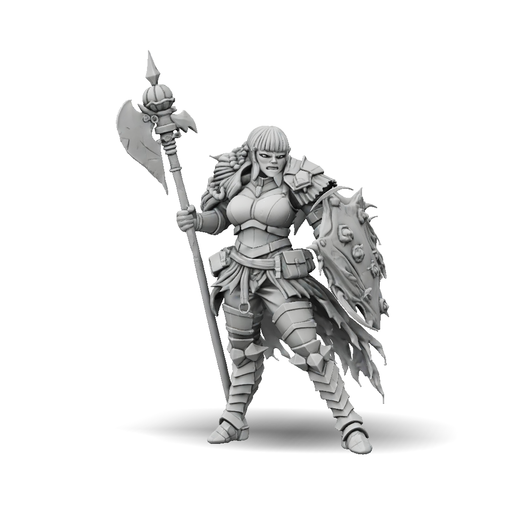 3D Model: fantasy armored knight with axe and tattered shield in full ...