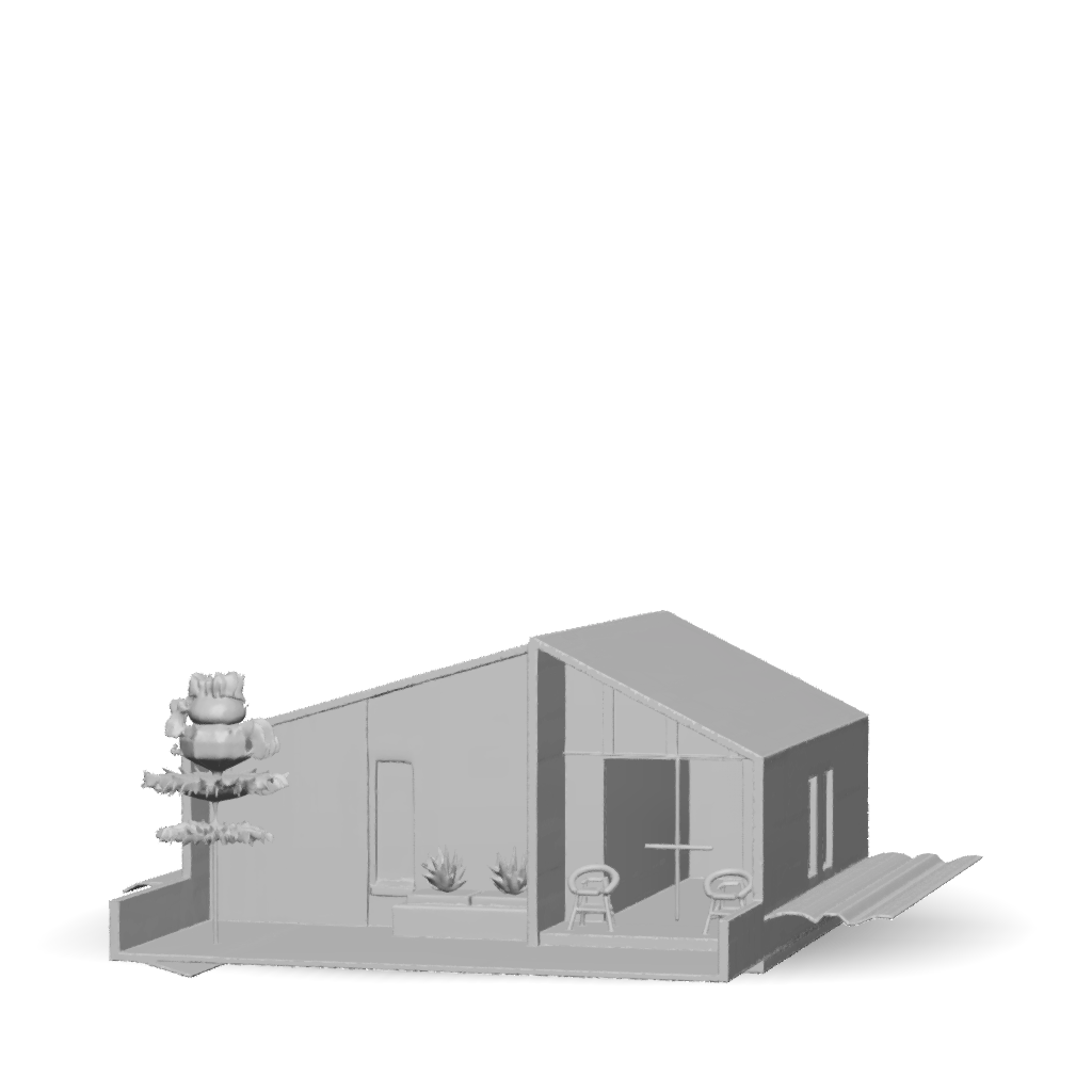 3D Model: Cross section view of a modern house with wooden cladding ...