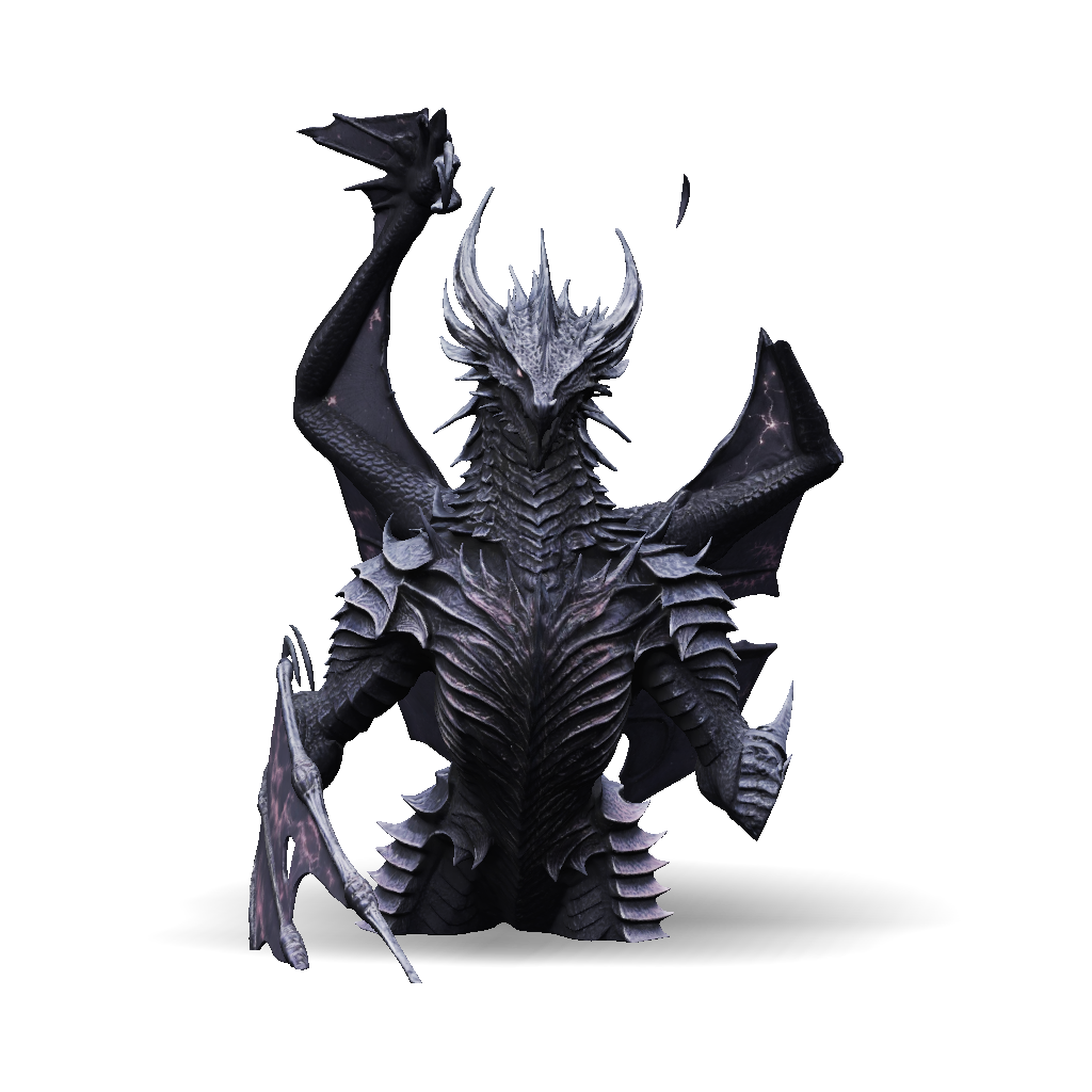 3D Model: dark metallic dragon with spiky armor like scales large wings ...